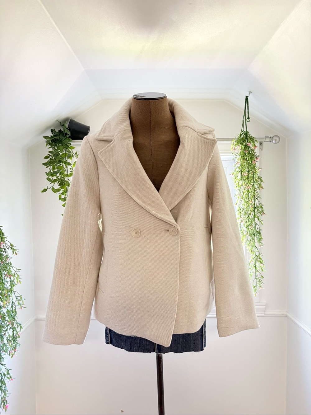 Classic Women's PeaCoat in Cream